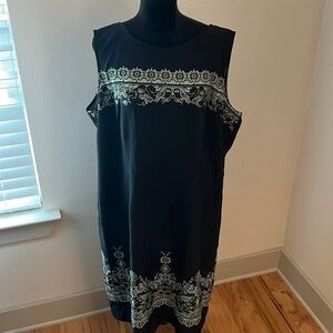 Maya Brooke black sage‎ print sleeveless women’s dress Sz 22 W new